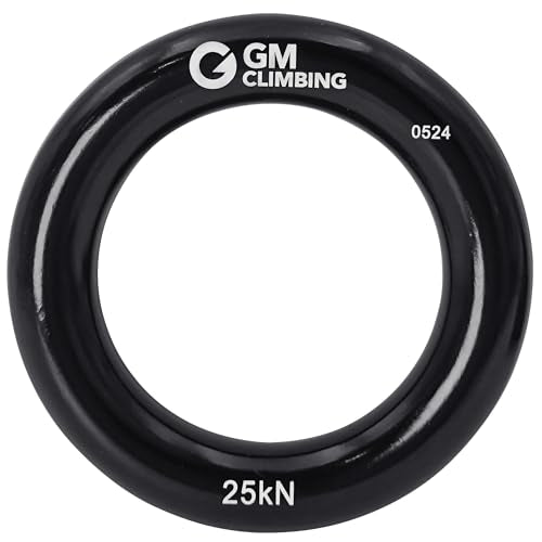 GM CLIMBING Rappel Ring 25kN for Rock Climbing Arborist Rescue Slackline Hammock - color: Large Black_1 Pack