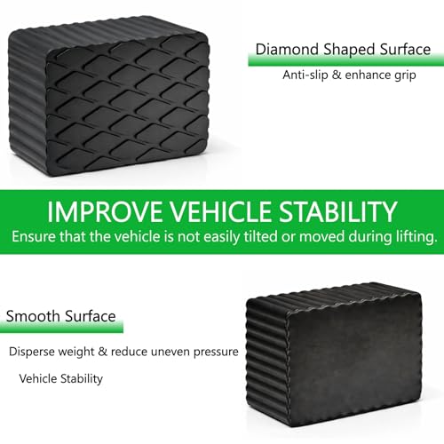 Anti-Skid Solid Rubber Auto Lift Pads – 4 Pack Heavy Duty Lift Blocks for Floor Jacks, Jack Stands & Car Lifts, 4000 Lbs Loading Capacity, 6.3" x 4.7" x 3.2" Size for Frame Protection - size: 6.3" x 4.7" x3.2"