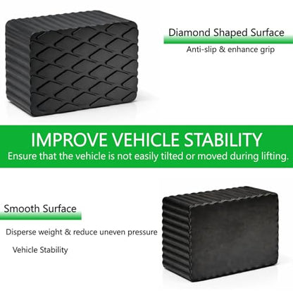 Anti-Skid Solid Rubber Auto Lift Pads – 4 Pack Heavy Duty Lift Blocks for Floor Jacks, Jack Stands & Car Lifts, 4000 Lbs Loading Capacity, 6.3" x 4.7" x 3.2" Size for Frame Protection - size: 6.3" x 4.7" x3.2"