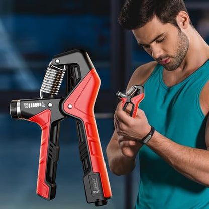 Grip Strengthener Efficient Grip Strength Exerciser | Adjustable Anti-Slip Portable Ergonomic Training Exerciser for Fitness Muscle Building Climbing Travel Gym Strengthening - color: Red