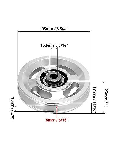 QWORK Universal Aluminium Alloy Bearing Pulley Wheel for Sports Fitness Equipment, 95mm Size, High Load Capacity 660 lbs, 2 Pieces