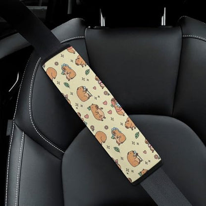 2 Piece Universal Fit Seat Belt Cover for Adult Use, Most Cars, Capybara Cute Seat Belt Covers Cushion, Shock Absorption - color: Pattern 402