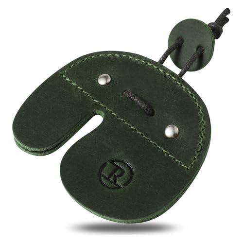 Leather Archery Finger Tabs,Handmade Archery Finger Guard for Shooting Practice Gear, Recurve Bow Fingers Tab - color: Green