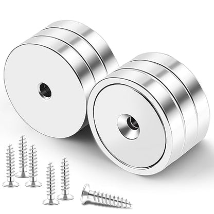LOVIMAG Strong Neodymium Rare Earth Magnets, 150LBS-6 Pack | Heavy Duty Cup Magnet with Countersunk and Screws for Tool Room, Kitchen Doors, Wall Mounting, Office - size: 150lbs