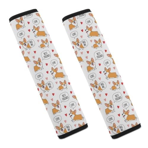 Universal Soft and Comfortable Seat Belt Cover for Child, Most Cars, 2 Piece Corgi Cute Shoulder Protector Comfortable Driving - color: Pattern 685