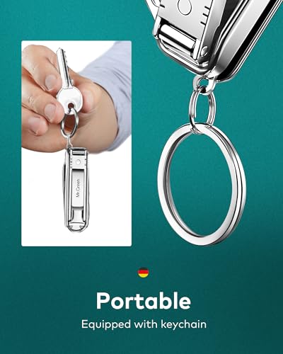 Portable Nail Clippers,Medical Grade Stainless Steel Foldable Nail Cutter with Leather Case, Ultra Slim Travel Design - size: 1 Count (Pack of 1)
