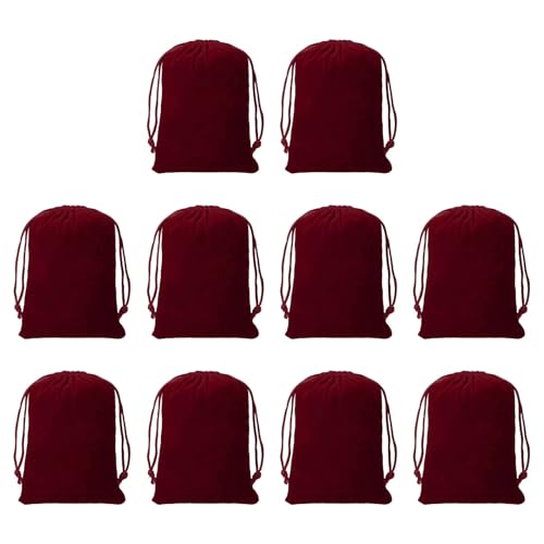 Drawstring Dice Bag 3.54" x 4.72" Durable Flocking Cloth Tarot Card Bag Perfect for Dice Storage & Jewelry & Chess & Cosplay Coin & Board Gaming Accessories (Wine Red, 10pcs) - color: Wine Red, size: 3.54"x4.72"