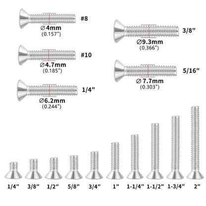 #10-24x1 Flat Head Socket Cap Screws Bolts 30pcs HS/JXLS-03 | 304 Stainless Steel, UNC Coarse Full Thread, Equipped with Phillips Bit, for DIY, for Repair, Install Furniture Screws - size: #10-24x1"