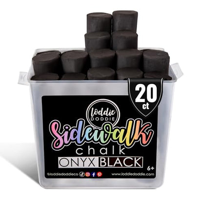 Loddie Doddie Jumbo Black Chalk Bucket, Sidewalk Chalk, Washable, 20 Pc | Deep Black Chalk Stands Out, Bucket with Handle & Lid Keeps It Tidy, Washes Off with Water, Black Sidewalk Chalk - color: Black