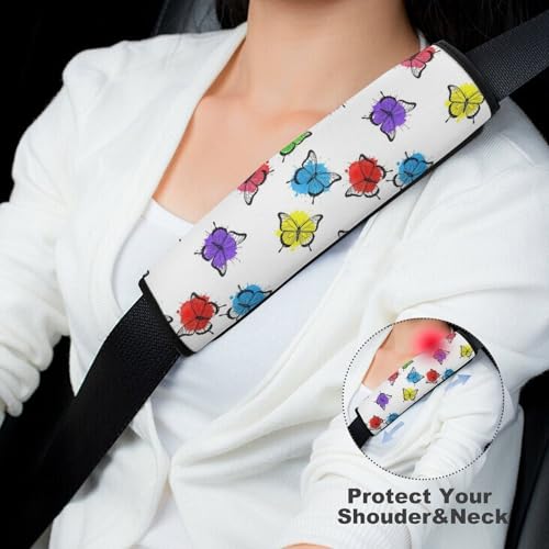 2 Pack Breathable Car Seat Straps Shoulder Pads for Adults and Children, All Vehicles, Butterfly Artpattern Harness Pads Strap, Pressure Relief - color: Pattern 785