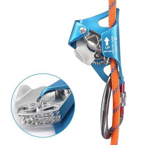 NewDoar Rock Climbing Chest Ascender Abdominal for Vertical Rope Climbing CE Certified Rope Clamp for 8~13MM Rope - color: Blue