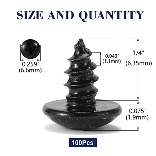 #4 x 1/4" Wood Screw 100Pcs Truss Head Phillips 18-8 (304) Stainless Steel Fast Self Tapping Screws Black Oxide by SG TZH - size: #4 x 1/4"