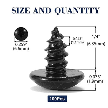 #4 x 1/4" Wood Screw 100Pcs Truss Head Phillips 18-8 (304) Stainless Steel Fast Self Tapping Screws Black Oxide by SG TZH - size: #4 x 1/4"