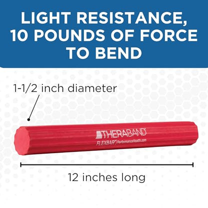 THERABAND FlexBar Resistance Bar, Physical Therapy, Flex, Elbow, Wrist, Red | Flex therapy bar for physical therapy, wrist and forearm exercise, with non slip grip and compact design - color: Red - Light, style: New Version
