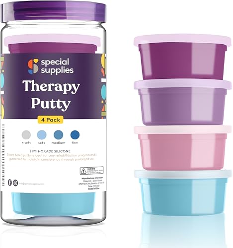 Special Supplies Therapy Putty for Kids and Adults - Resistive Hand Exercise Stress Relief Therapy Putty Kit, Set of 4 Strengths, Three Ounces of Each Putty - color: Unicorn Colors