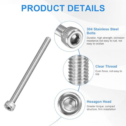 M METERXITY 20-Pack M3 x 45mm Socket Head Cap Screws, 304 Stainless Steel Hex Machine Bolts, Allen Socket Drive Screw with Hex Wrench for Repair/DIY, Fully Threaded Fasteners Kit [Silver] - size: M3 x 45mm