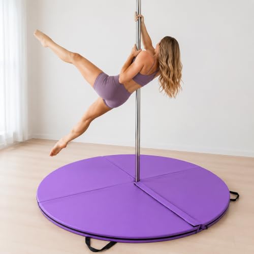 HARELA Pole Standard Dance Mat - Foldable Crash Mat, Fitness Gymnastic Yoga Safety Protection Pad, for Fitness Gymnastics Yoga Home Studio, 4 Panel Foldable - color: Purple, size: 180*3cm/70.9*1.2"