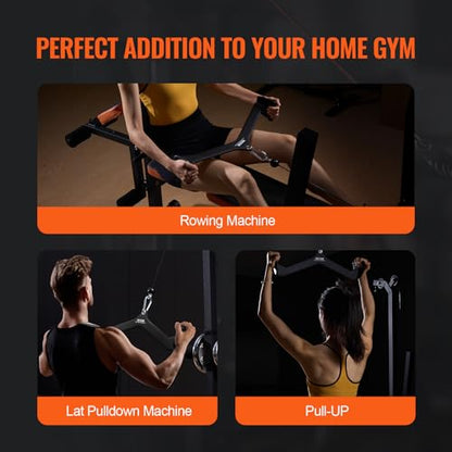 VEVOR LAT Pulldown Attachments, Cable Machine Rowing T-bar V-bar Tricep Pull Down Bar, Back Strength Training Rubber Coated Handle Grip, Bicep Curl Tricep LAT Pulldown Bar for Home Gym Fitness - size: 7PCS
