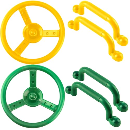 6 Pcs Playground Accessories Swingset Steering Wheel Plastic Pirate Steering Wheel Playground Safety Handles for Kids (Color Set 2) - color: Color Set 2