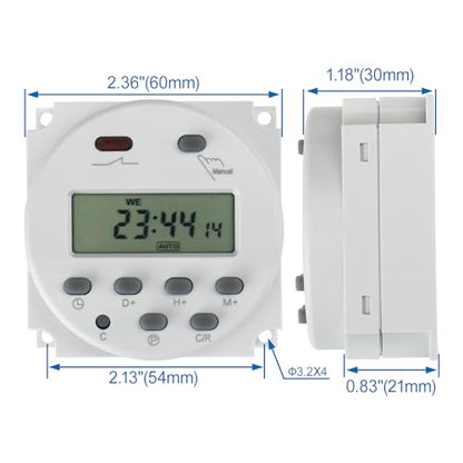 Baomain Time Switch Relay,Digital LCD Programmable Timer,110V AC Input,200-250V 16A Output,28 Programs Daily/Weekly Schedule,CN101A for Lighting and Equipment Control - size: Timer