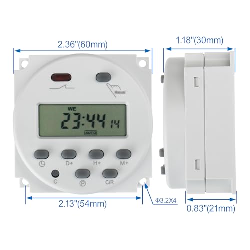 Baomain Time Switch Relay,Digital LCD Programmable Timer,110V AC Input,200-250V 16A Output,28 Programs Daily/Weekly Schedule,CN101A for Lighting and Equipment Control (Pack of 4) - size: Timer (Pack of 4)