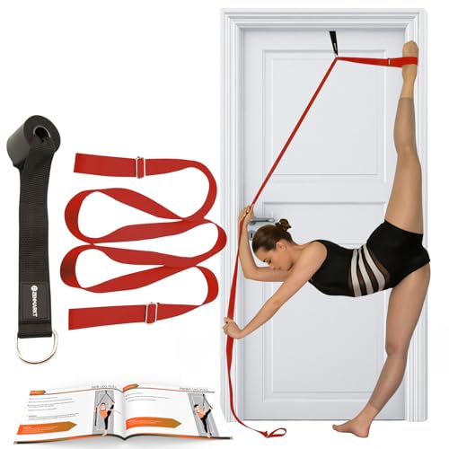 Stretching Strap with Door Anchor for Splits and Flexibility Training | Improve Leg Flexibility at Home, Ideal for Ballet, Dance, Cheerleading, Yoga, Pole Dance and Gymnastics - color: Red