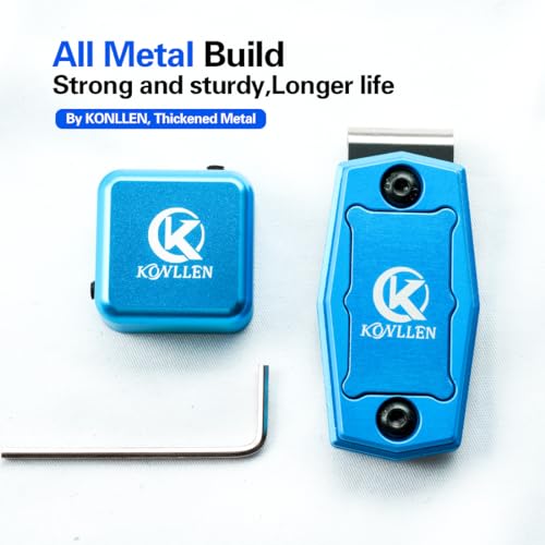 KONLLEN Magnetic Pool Chalk Holder Aluminum Alloy Belt Clip | Portable design, durable metal construction, quick access,metal cue chalk case for pool, snooker and carom - color: Blue
