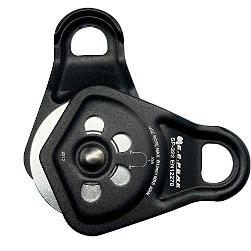 30kN Upgraded Rescue Single Pulley Sheave with Swing Plate,CE High Strength Pulley for Backyard Zipline, Climbing, Rock Rescue Lifting, Hauling, Fit Rope up to 13 mm/Holds Up to 6750lbs,Black - color: Black