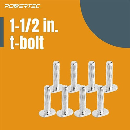 POWERTEC 71889 2 Pcs Double-Cut Profile Universal T-Track (36") and 10-PK Knobs Kit including 1/4"-20 x 1-1/2" T-Bolts and Washers for Woodworking Jigs and Fixtures - style: 36" T Track + Knob Kits