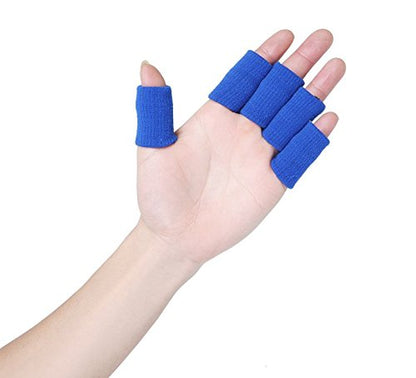 10PCS Stretchy Finger Protector Sleeve, Support Arthritis Sports Aid(Blue) - color: Blue