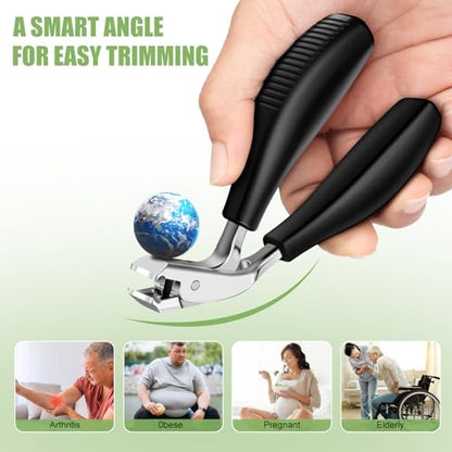 Toenail Clippers for Seniors Thick Toenails with Catcher ABS Long Handle | 2026 Upgrade Straight Angled Head Large Toe Nail Clippers for Men, Sharp Heavy Duty Nail Cutter - style: Modern