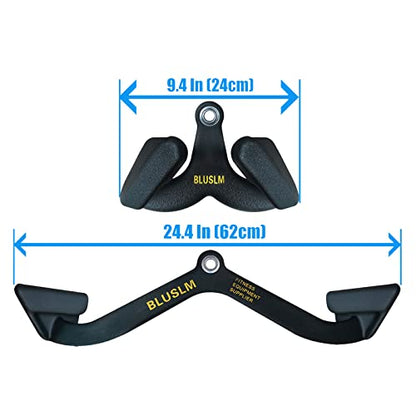 BLUSLM LAT Pull Down Bar for Cable Machine, LAT Pulldown Attachments T-bar V-bar Cable Attachment for Gym, Back Tricep Strength Training Handle - size: 2 Pieces