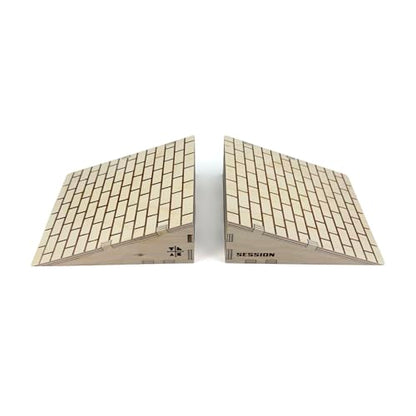 Teak Tuning x Session Wooden Fingerboard Ramp Kickers - 6 inches, 2-Pack of Obstacles, Brick Pattern Surface, Handmade in Rochester NY - style: 2 Pack - Brick Textured