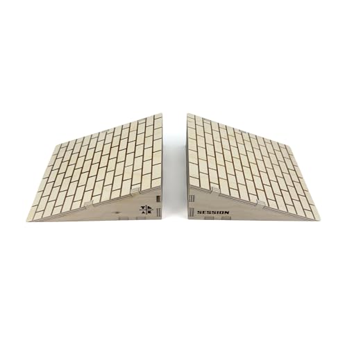 Teak Tuning x Session Wooden Fingerboard Ramp Kickers - 6 inches, 2-Pack of Obstacles, Brick Pattern Surface, Handmade in Rochester NY - style: 2 Pack - Brick Textured