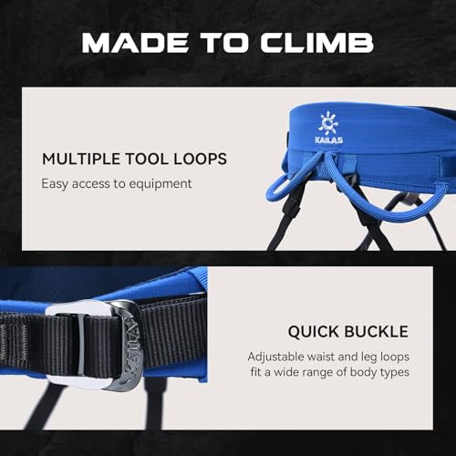 KAILAS Airo Rock Climbing Harness Men Roofing Harnesses Rescue Mountaineering Safety Belt Women Comfortable Lightweight - color: Smart Blue, size: X-Small