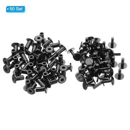 PATIKIL M5x10mm Plastic Binding Post, 50 Sets Plastic Chicago Screws Binding Screw Rivet Post Press-on Buckle for Leather Scrapbook Photo Albums, Black - color: Black, size: M5x10mm