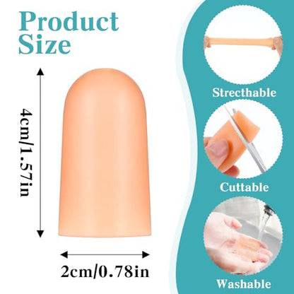 Ptwola 8pcs Finger Cots Silicone Finger Protector Covers Waterproof Soft Fingertips Support Sleeves Rubber Thumb Finger Caps Wrap Gloves for Finger Cracking Wound Cut Biting Protection