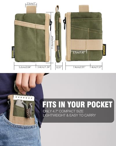 VIPERADE VE28 6-in-1 EDC Pouch, 500D Compact EDC Pocket Organizer, Molle Extension Tool Storage Bag, Small Coin Purse/Card Holder/Swiss Army Knife Pocket Pouch (Green/Tan) - color: Green/Tan