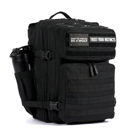 WOLFpak 35L Athletic Gym Backpack - Durable 1000D Waterproof Oxford Material with MOLLE Webbing, Laptop Pocket - color: Alpha Black