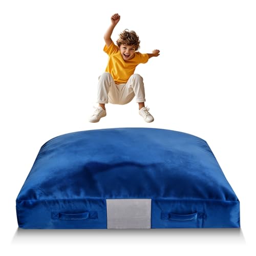 VEVOR Crash Pad for Kids Sensory with Foam Blocks and Washable Cover, Large Soft Foam Landing Zone Giant Pillow Mat, Sensory Room Equipment for Children Jumping, Relaxing & Play (5x4.5ft/5x5ft) - color: Royal Blue, size: 59.1 x 59.1 x 11.8 in / 1500 x 150