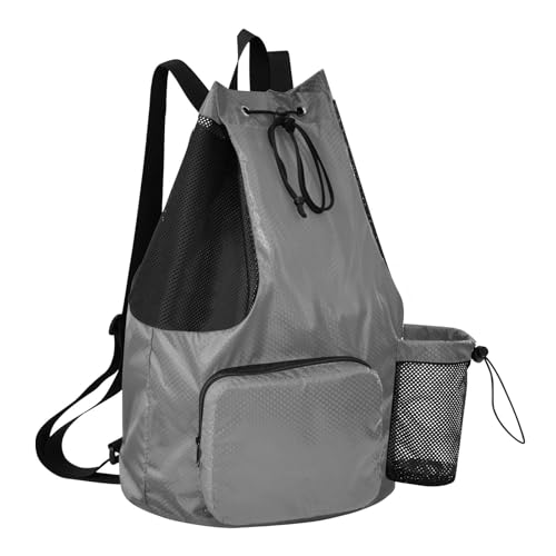 Yuiboo Gray Drawstring Gym Bags for Men Women Climbing Gym Bag with Water Bottle Pocket Pull String Back Pack Wet and Dry Separation