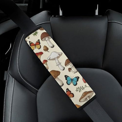 2PCS Mushroom Moth Floral Car Seat Belt Pad Universal Fit Seat Belt Covers Cushion for Kids, Car Seats Pushchair Strollers High Chair Pushchair, Easy Install (No Tool) - color: Pattern 255