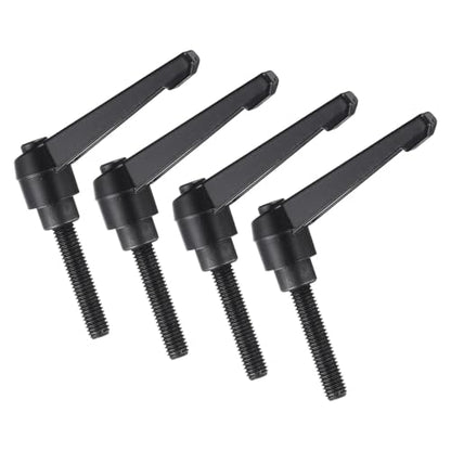 uxcell 4pcs Clamping Lever Handles, M8 x 40mm Black Oxide Carbon Steel Threaded Male Stud, Adjustable Handles Locking Quick Release Ratchet Push Button Bolt Knobs, Black - size: M8 x 40mm