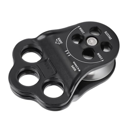 30KN Climbing Pulley, Three Hole Hitch Climbing Assist Pulley Climber Double Bearing for Rock Rappelling Zipline Sports Rigging Hauling Arborist