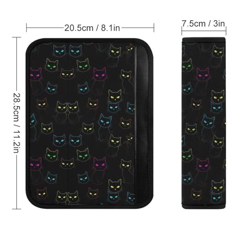 2PCS Cute Cartoon Cat Black Seat Belt Cover Breathable Automotive Seat Belt Protector for Adult Use, Most Cars, Pressure Relief - color: Pattern 5