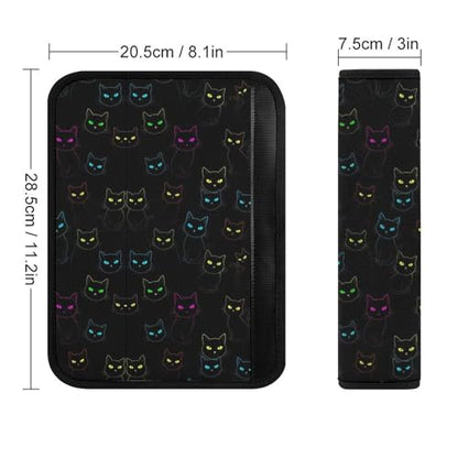 2PCS Cute Cartoon Cat Black Seat Belt Cover Breathable Automotive Seat Belt Protector for Adult Use, Most Cars, Pressure Relief - color: Pattern 5