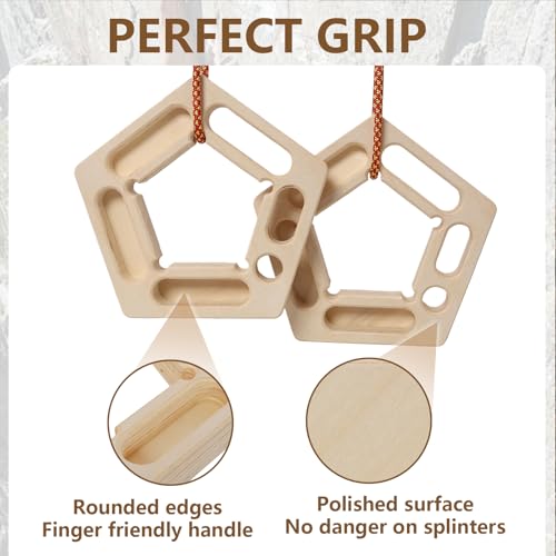 Climbing Hangboard for Rock Climbing Training – Wooden Fingerboard with Multi-Grip Design – Strengthen Fingers & Grip – Easy Mount for Home & Gym - color: Brown 3