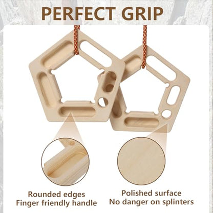 HRVEOCEI Climbing Hangboard for Rock Climbing Training – Wooden Fingerboard with Multi-Grip Design – Strengthen Fingers & Grip – Easy Mount for Home & Gym - color: Brown 3