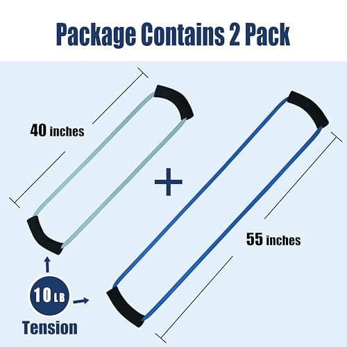 [2 Pack] Resistance Bands for Fitness with Soft Handles, Skin-Friendly Natural Latex Elastic Loop,10-12 Pound Tension, Long and Short Stretch, Fitness Exercise and Workout for Men and Women