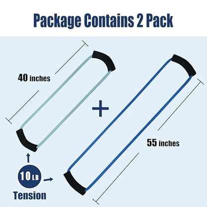 [2 Pack] Resistance Bands for Fitness with Soft Handles, Skin-Friendly Natural Latex Elastic Loop,10-12 Pound Tension, Long and Short Stretch, Fitness Exercise and Workout for Men and Women